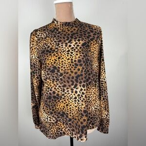 Ann Taylor Brown and Black Leopard Print Blouse